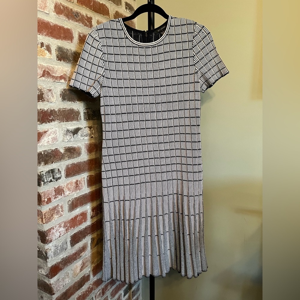 St. John Collection Ottoman Knit Dress Black White | size 6